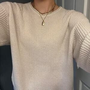 Cream oversized knit sweater from Mango